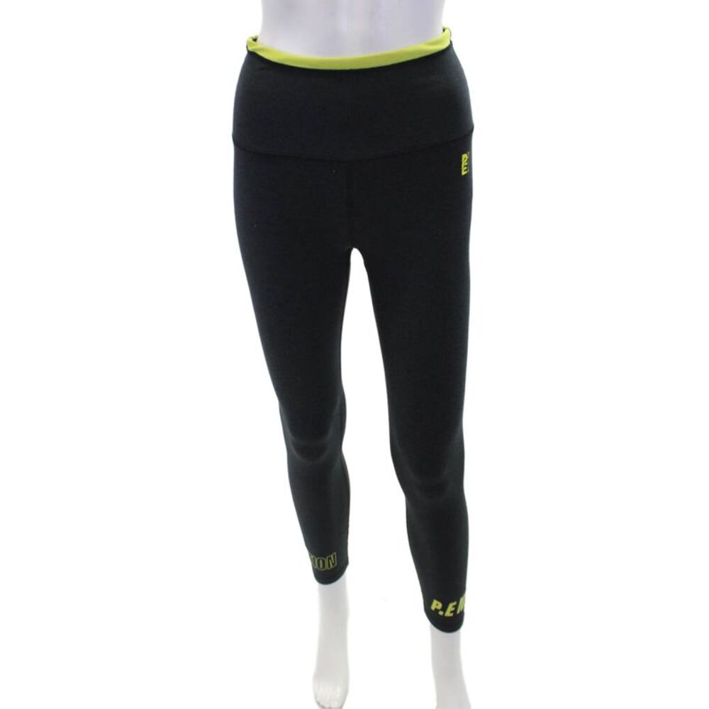 P.E Nation Womens Textured Elastic Waistband Lined Leggings Black Size M